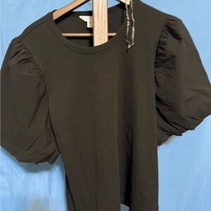 Time and Tru Black Puff Sleeve Blouse